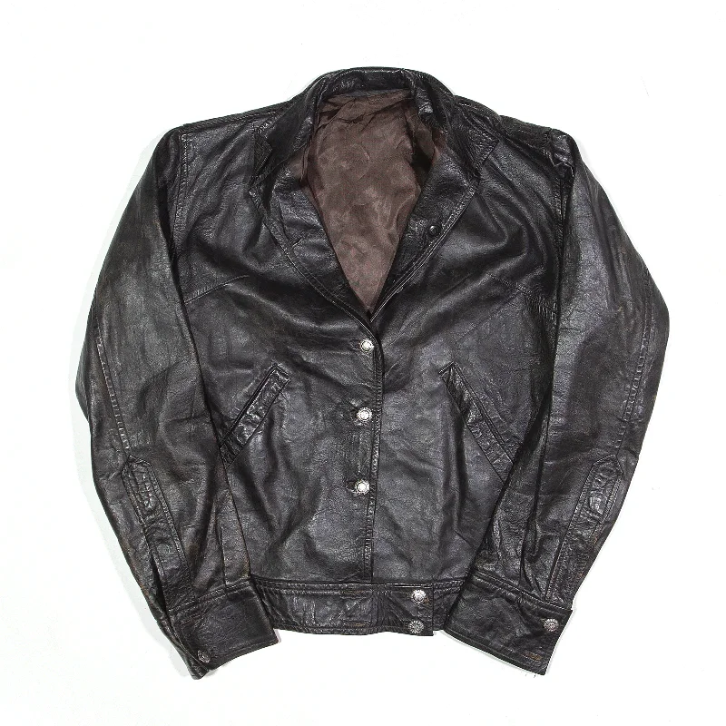 casual coatBlazer Leather Jacket Black Womens S