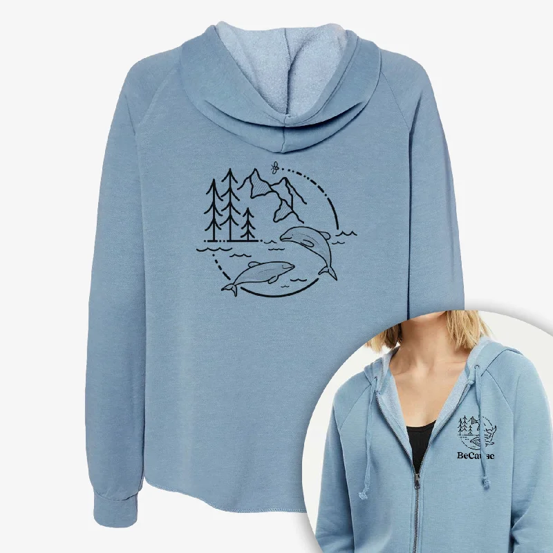 premium athletic sweatshirtIt's All Connected - Maui Dolphins - Women's Cali Wave Zip-Up Sweatshirt