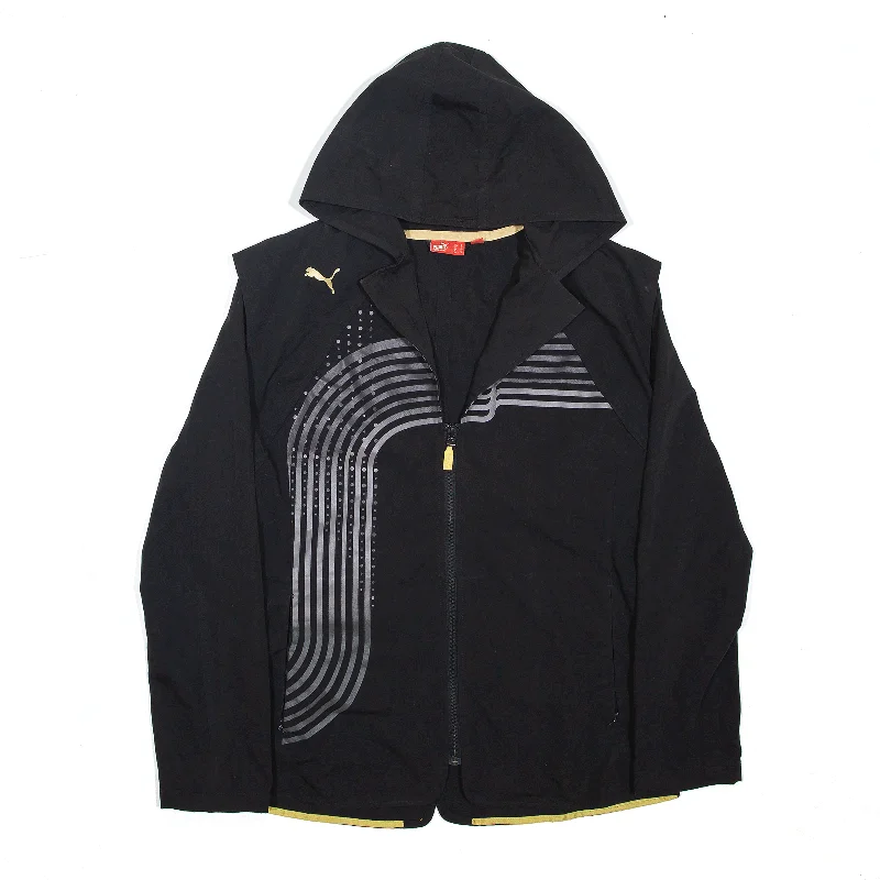 urban coatPUMA 3/4 Zip Jacket Black Hooded Striped Track Womens L